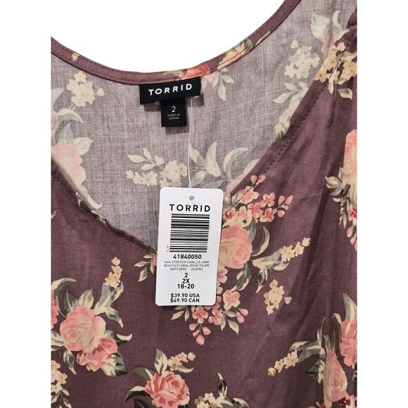 Torrid NWT Floral Top • Mauve Pink Size 2 • Women’s Plus Size - Picture 3 of 4